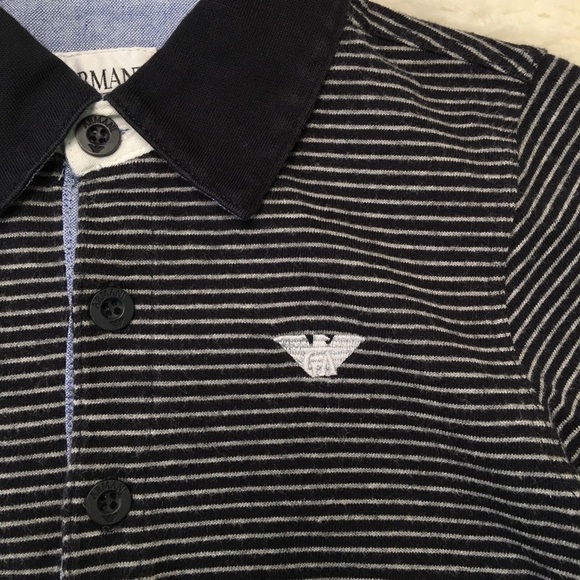 Armani Junior Toddler Boy Long Sleeve Striped Polo Shirt Size 2 Years - Picture 4 of 11